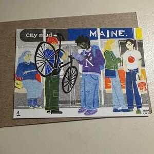 Anastasia Inciardi prints Colorful Art Print with Bicycle and People